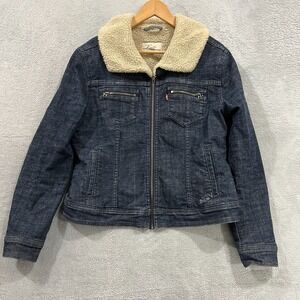 Vintage Levis Denim Jacket Womens Large Sherpa Lined Trucker Denim Cowgirl 90s
